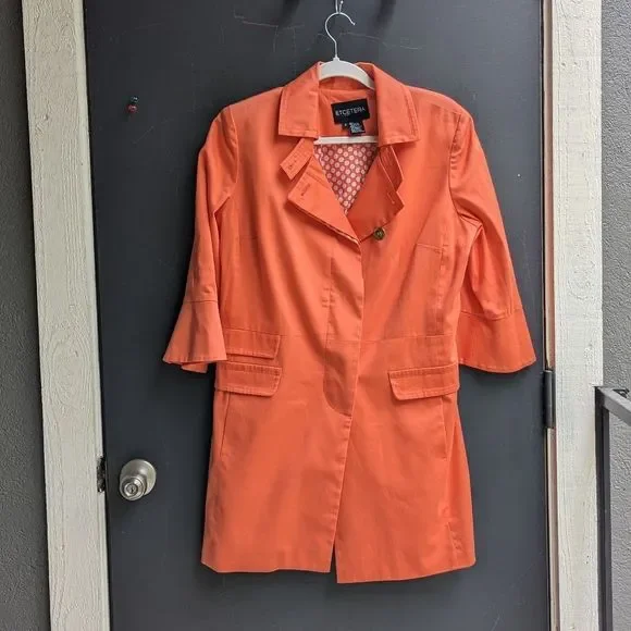 Etcetera Bell Sleeve Trenchcoat Peachy Coral - Picture 4 of 13